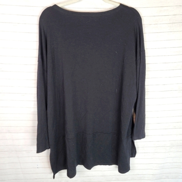 EILEEN FISHER BLACK LONG SLEEVE TUNIC BLOUSE, SZ LARGE/EXTRA LARGE - Picture 6 of 10